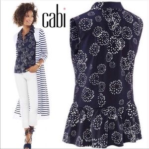 CAbi Dandelion Wish Sleeveless Peplum Top Size Medium, Blue Style 5215